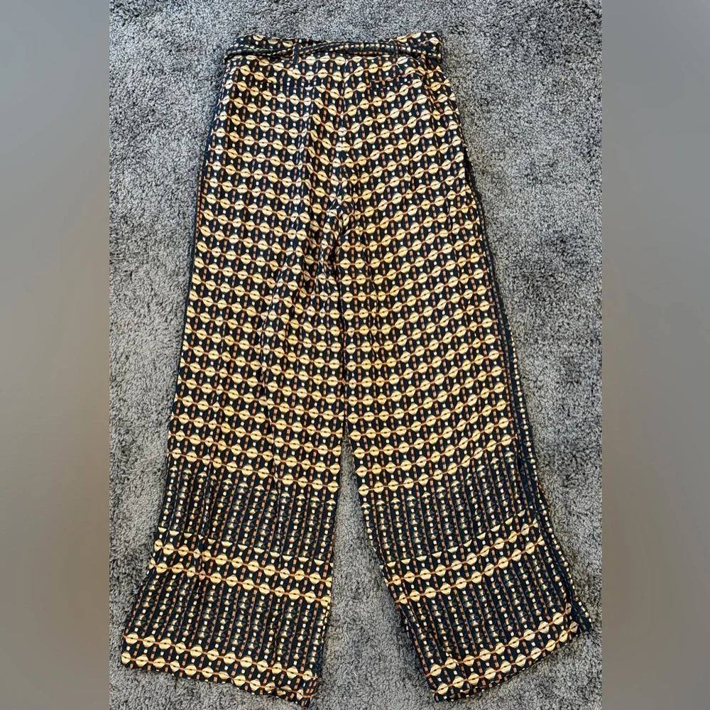 Anthropologie ETT:TWA Metzner Wide leg Geometric Print Belted Pant size Womens 4 - Picture 5 of 6